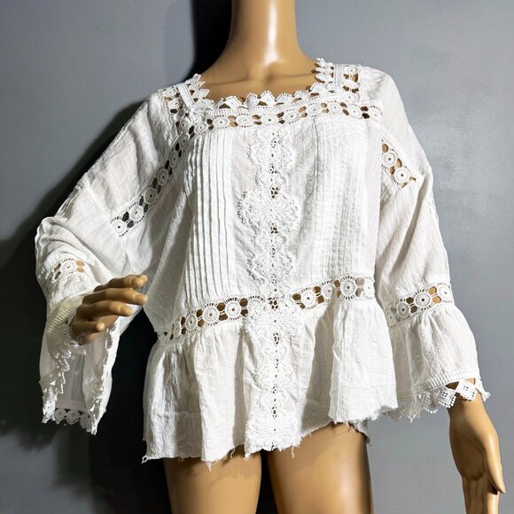 White Crochet Lace Boho Blouse - Picture 3 of 5